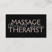 Moderne Roos Gold en zwarte massagetherapeut Visitekaartje (Voorkant)