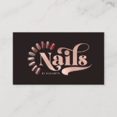 Moderne Roos Gold- en zwarte Nail-technicus Visitekaartje (Voorkant)