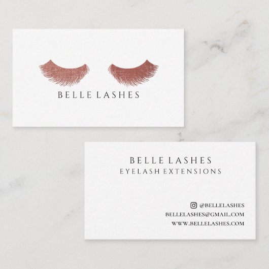 Moderne Roos Gold Eyelashes Beauty Visitekaartje (Voorkant / Achterkant)