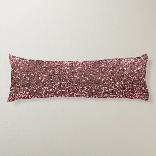Moderne Roos Gold Faux Glitter Pink Print Lichaamskussen (Voorkant)