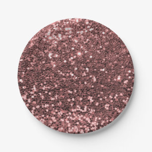 Moderne Roos Gold Faux Glitter Pink Print Papieren Bordje