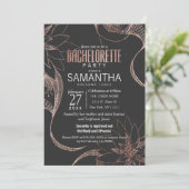 Moderne Roos Gold Floral Drawing Bachelorette Part Kaart (Staand voorkant)