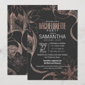 Moderne Roos Gold Floral Drawing Bachelorette Part Kaart (Voorkant / Achterkant)