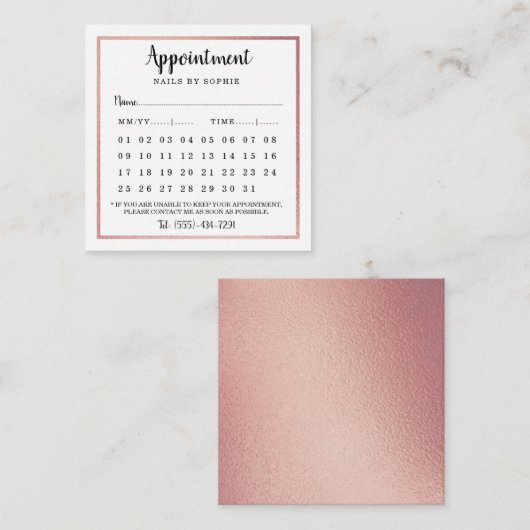 Moderne Roos Gold Foil Agenda Appointards Informatiekaartje (Voorkant / Achterkant)