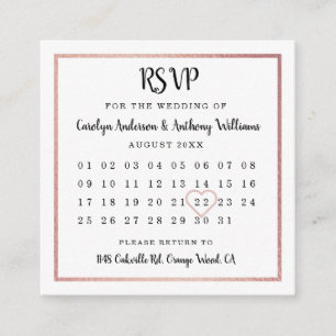 Moderne Roos Gold Foil Agenda RSVP Informatiekaartje