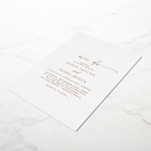 Moderne Roos Gold Foil script dat we doen Folie Uitnodiging (Gedraaid)