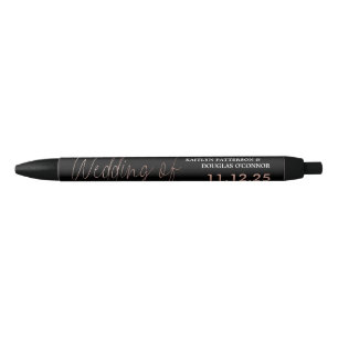 Moderne Roos Gold Foil Script Effect Weddenschap Zwarte Inkt Pen