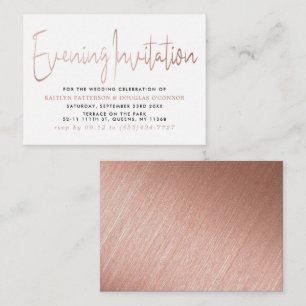 Moderne Roos Gold Foil Script Evening Event Ticket Informatiekaartje