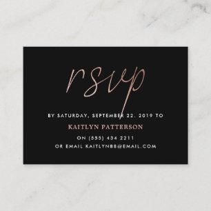 Moderne Roos Gold Foil Script RSVP Informatiekaartje