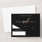 Moderne Roos Gold Foil Script Weddenschap All In One Uitnodiging (Achterkant)