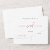 Moderne Roos Gold Foil Script Weddenschap All In One Uitnodiging (Achterkant)