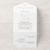Moderne Roos Gold Foil Script Weddenschap All In One Uitnodiging (Buitenkant)