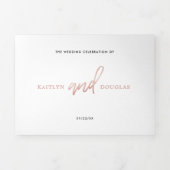 Moderne Roos Gold Foil Script Wedding Suite Drieluik Uitnodiging (Cover)