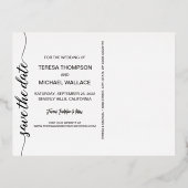 Moderne Roos Gold foil Sparen de datum Foto Weddin Folie Uitnodiging Briefkaart (Achterkant)