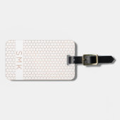 Moderne Roos Gold Foil White Geometric Monogram Bagagelabel (Voorkant horizontaal)