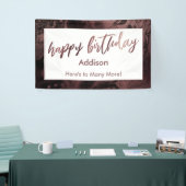 Moderne Roos Gold gemarmerd Black Happy Birthday Spandoek (Beurs)