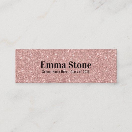 Moderne Roos Gold Glitter Afstuderen Name Insert Contactkaartje (Voorkant)