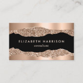 Moderne Roos Gold Glitter Black Visitekaartje (Voorkant)
