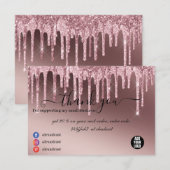 Moderne Roos Gold Glitter Business Bedankkaart (Voorkant / Achterkant)