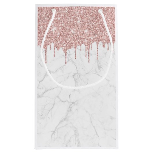 Moderne Roos Gold Glitter drukt rendy marmer af Klein Cadeauzakje (Achterkant)