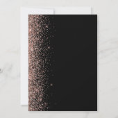 Moderne Roos Gold Glitter Edge Black Wedding Kaart (Achterkant)