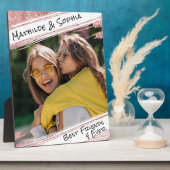 Moderne Roos Gold Glitter & Foto BBF Beste vriend Fotoplaat (Zijkant)