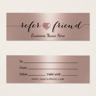 Moderne Roos Gold Glitter Heart Salon Spa Gift Kaa Mini Visitekaartjes