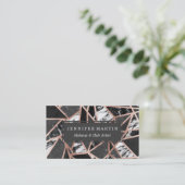 Moderne Roos Gold Glitter Marble Geometric Triangl Visitekaartje (Staand voorkant)