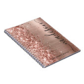 Moderne Roos Gold Glitter Metallic Monogram Script Notitieboek (Rechterzijde)