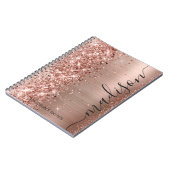 Moderne Roos Gold Glitter Metallic Monogram Script Notitieboek (Linkerzijde)