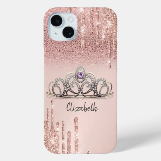 Moderne Roos Gold Glitter-schijven Ombre Tiara Case-Mate iPhone Case (Achterkant)