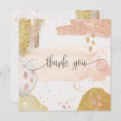 Moderne Roos Gold Glitter Waterverf Hartelijk dank Bedankkaart (Voorkant / Achterkant)