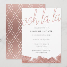 Moderne Roos Gold Lingerie Shower Invite Kaart