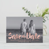 Moderne Roos Gold Love Save the Date Photo Card (Staand voorkant)