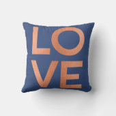Moderne Roos Gold Love Typografie Blue Grey Kussen (Achterkant)