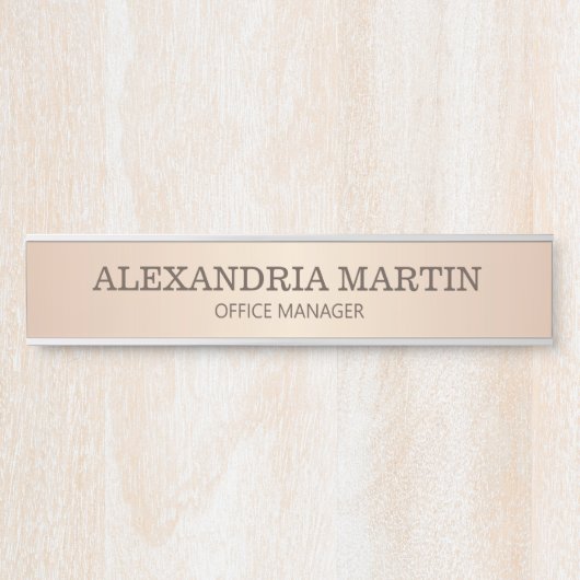 Moderne Roos Gold Metallic Name Functie Titel Deur Deurbordje (Voorkant)