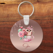 Moderne Roos Gold Monogram, aangepast op maat Sleutelhanger (Voorkant)