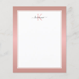 Moderne Roos Gold Monogram Chic Girly Note Kaart