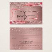 Moderne Roos Gold Nail-technicus Cadeaubon Visitekaartje (Voorkant /achterkant)