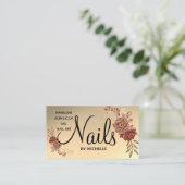 Moderne Roos Gold Nail-technicus floral Visitekaartje (Staand voorkant)