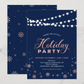Moderne Roos Gold & Navy Holiday Party Kaart (Voorkant / Achterkant)
