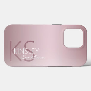 Moderne Roos Gold Pink - Aangepast monogram iPhone 13 Pro Hoesje