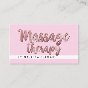 Moderne Roos Gold Pink Simple Massage Therapist Visitekaartje