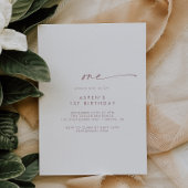 Moderne Roos Gold Script First Birthday Party Kaart