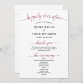 Moderne Roos Gold Script Minimal Wedding Ceremony Programma (Voorkant / Achterkant)