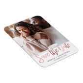 Moderne Roos Gold Script Photo Save the Date Magneet (Rechterzijde)