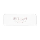 Moderne Roos Gold Script Return Address Label (Voorkant)