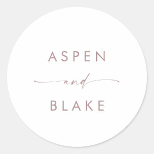 Moderne Roos Gold Script Wedding Envelope-zegels Ronde Sticker