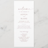 Moderne Roos Gold Script Wedding Program Programma (Voorkant)