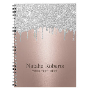 Moderne Roos Gold Silver Glitter zorgt voor een sc Notitieboek
